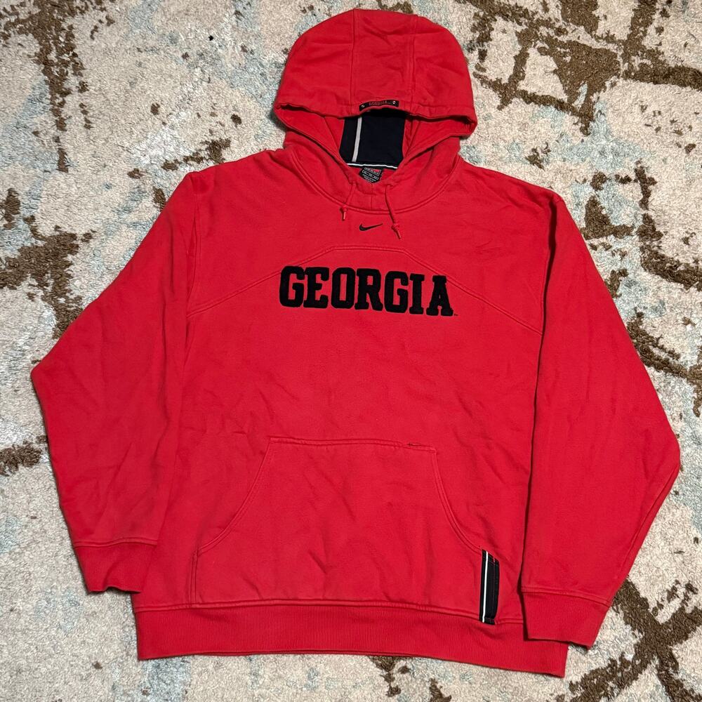 Vintage Team Nike UGA Georgia Bulldogs Hoodie Size XL Center Swoosh 2000s